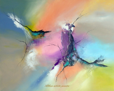 Peinture intitulée "Colibri" par Althea, Œuvre d'art originale, Acrylique