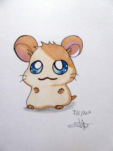 Dessin intitulée "Bébé hamster" par Althea, Œuvre d'art originale