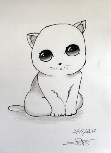 Dessin intitulée "Bébé chat" par Althea, Œuvre d'art originale