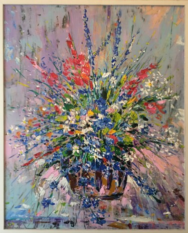 Картина под названием "Flowers" - Altin Furxhi, Подлинное произведение искусства, Акрил