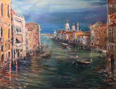 Painting titled "Venezia canal grande" by Altin Furxhi, Original Artwork, Acrylic
