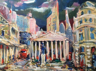 Картина под названием "London City" - Altin Furxhi, Подлинное произведение искусства, Акрил Установлен на Деревянная рама дл…