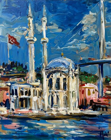 Painting titled "ORTAKOY ON BOSPHORU…" by Altin Furxhi, Original Artwork, Acrylic