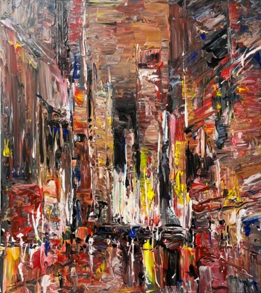 Painting titled "CITY LIGHTS 3, ABST…" by Altin Furxhi, Original Artwork, Acrylic