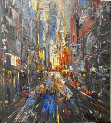 Painting titled "CITY LIGHTS 2, ABST…" by Altin Furxhi, Original Artwork, Acrylic