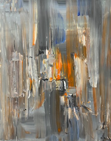 Painting titled "CITY GLOWS, ABSTRAC…" by Altin Furxhi, Original Artwork, Acrylic