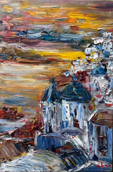 Painting titled "Abstract afternoon…" by Altin Furxhi, Original Artwork, Oil