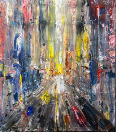 Painting titled "BIG CITY LIGHTS, AB…" by Altin Furxhi, Original Artwork, Acrylic