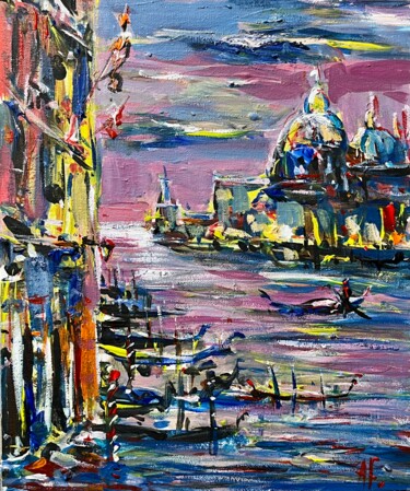 Painting titled "Venice evening" by Altin Furxhi, Original Artwork, Acrylic