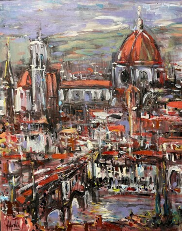 Painting titled "FIRENZE ABSTRACT FL…" by Altin Furxhi, Original Artwork, Acrylic