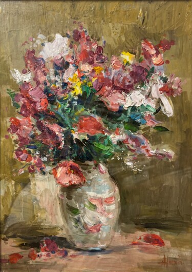 Malerei mit dem Titel "Flowers 2023" von Altin Furxhi, Original-Kunstwerk, Öl