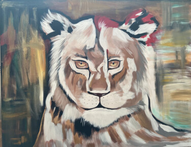 Malerei mit dem Titel "Wild Leo" von Altyngul Borantay (Goldy), Original-Kunstwerk, Acryl
