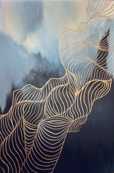 Peinture intitulée "Waves" par Altyngul Borantay (Goldy), Œuvre d'art originale, Acrylique Monté sur Panneau de bois