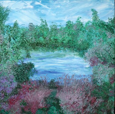 Painting titled "Quiet lake" by Irina Avlasenko, Original Artwork, Oil