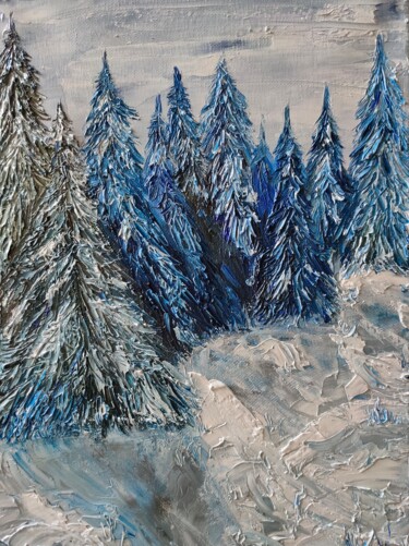 Pittura intitolato "Winter trees" da Irina Avlasenko, Opera d'arte originale, Olio