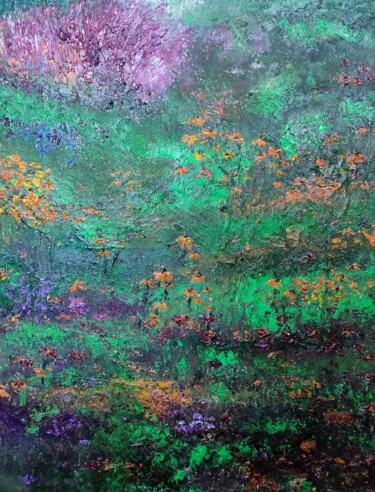 Malerei mit dem Titel "Abandoned garden." von Irina Avlasenko, Original-Kunstwerk, Öl