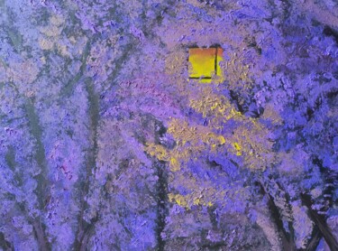 Картина под названием "Sakura and lantern" - Irina Avlasenko, Подлинное произведение искусства, Масло