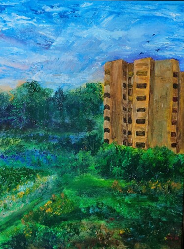 Painting titled "House" by Irina Avlasenko, Original Artwork, Oil