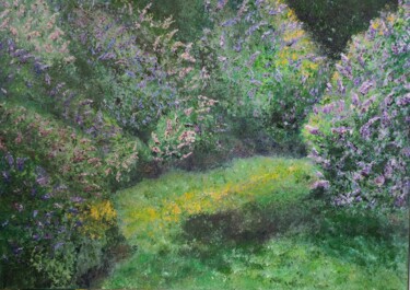 Schilderij getiteld "Lilac garden" door Irina Avlasenko, Origineel Kunstwerk, Olie