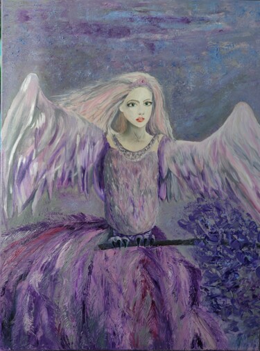 Painting titled "Gamayun.Bird- girl." by Irina Avlasenko, Original Artwork, Oil