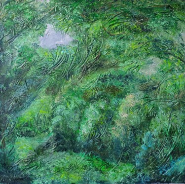 Malerei mit dem Titel "Jardin à la fenêtre" von Irina Avlasenko, Original-Kunstwerk, Öl