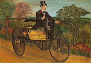 Painting titled "Benz Patent-Motorwa…" by W.H.H., Original Artwork, Oil