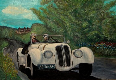 Painting titled "BMW 328 in Naturlan…" by W.H.H., Original Artwork, Oil