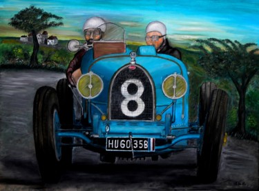 Painting titled "Bugatti Typ 35B (19…" by W.H.H., Original Artwork, Oil