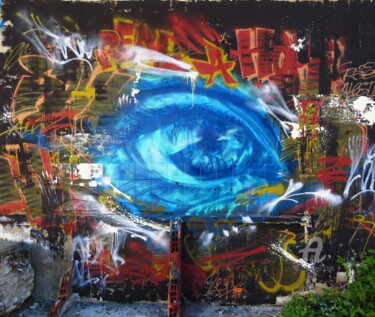 Fotografie getiteld "''Blue Street Eye''" door Alur, Origineel Kunstwerk, Digitale fotografie