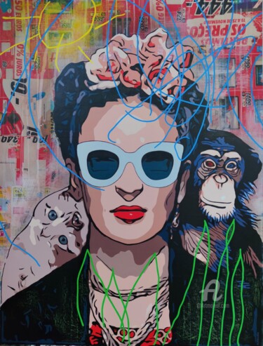Schilderij getiteld "Frida without Hummi…" door Alvarenga Marques, Origineel Kunstwerk, Acryl Gemonteerd op Houten paneel
