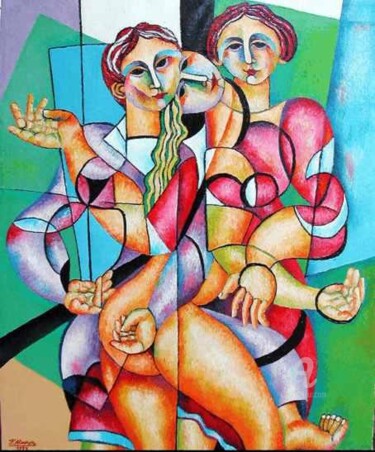 Pintura titulada "La pasión juega a l…" por Fernando Alvarez Alonso, Obra de arte original, Oleo