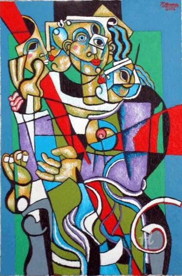 Painting titled "Yo muchas veces me…" by Fernando Alvarez Alonso, Original Artwork, Oil