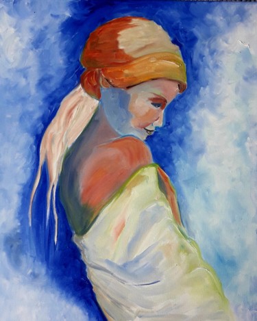 Картина под названием "Saída do banho" - Isabel Alvarez, Подлинное произведение искусства, Масло