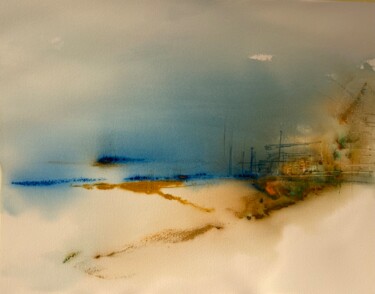 Malerei mit dem Titel "Mi playa" von Isabel Alvarez, Original-Kunstwerk, Aquarell