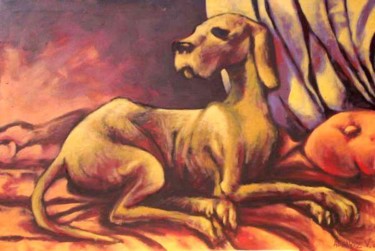 Pintura titulada ""El perro"" por Emiliano Villani, Obra de arte original