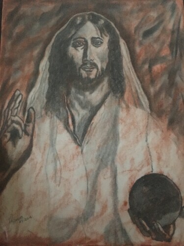 Tekening getiteld "Salvator Mundi Leon…" door Marco Antonio Moreno, Origineel Kunstwerk, Grafiet