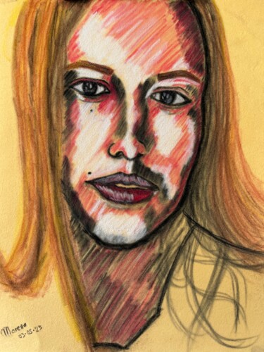 Dibujo titulada "Retrato de Gladis" por Marco Antonio Moreno, Obra de arte original, Pastel