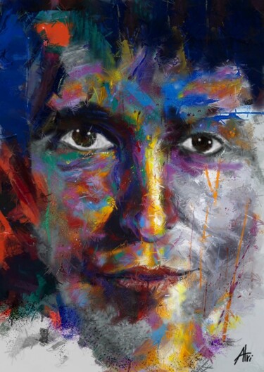 Painting titled "man on color" by Alvise Bon (Alviart), Original Artwork