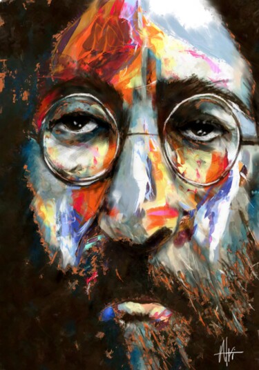 Painting titled "lennon" by Alvise Bon (Alviart), Original Artwork