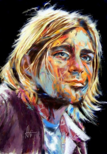 Painting titled "cobain" by Alvise Bon (Alviart), Original Artwork