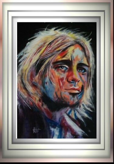 Painting titled "cobain (nirvana)" by Alvise Bon (Alviart), Original Artwork