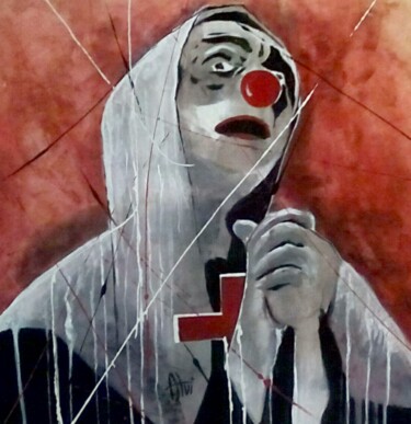 Painting titled "il-falso-devoto" by Alvise Bon (Alviart), Original Artwork, Acrylic