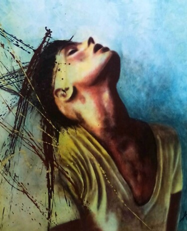 Painting titled "rinascita" by Alvise Bon (Alviart), Original Artwork, Acrylic