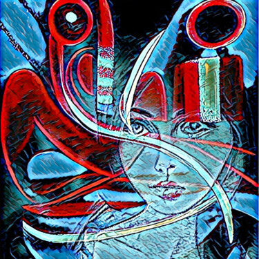 Digital Arts titled "Blue Rhapsody-5" by Alya Veresk, Original Artwork, Digital Painting
