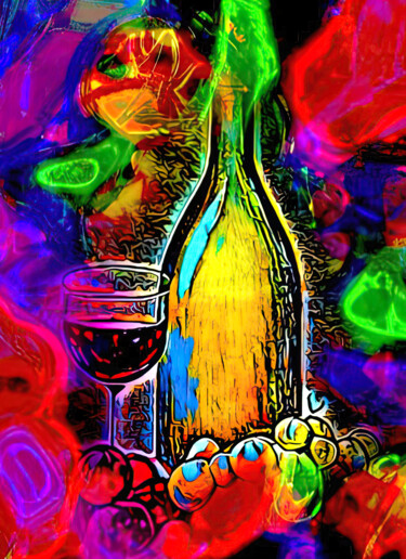 Digital Arts titled "In vino veritas 1" by Alya Veresk, Original Artwork, Digital Painting