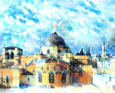 Digitale Kunst getiteld "Старый Иерусалим 3" door Alya Veresk, Origineel Kunstwerk, Digitaal Schilderwerk