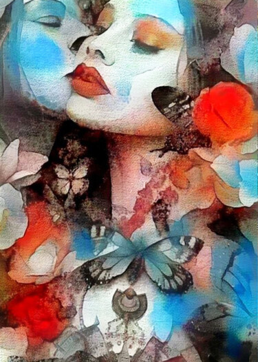 Цифровое искусство под названием "Бабочки, девушки и…" - Alya Veresk, Подлинное произведение искусства, Цифровая живопись
