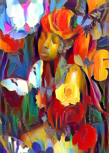Цифровое искусство под названием "Бабочки, девушки и…" - Alya Veresk, Подлинное произведение искусства, Цифровая живопись