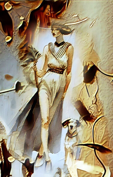 Цифровое искусство под названием "Дама с собачкой 3" - Alya Veresk, Подлинное произведение искусства, Цифровая живопись