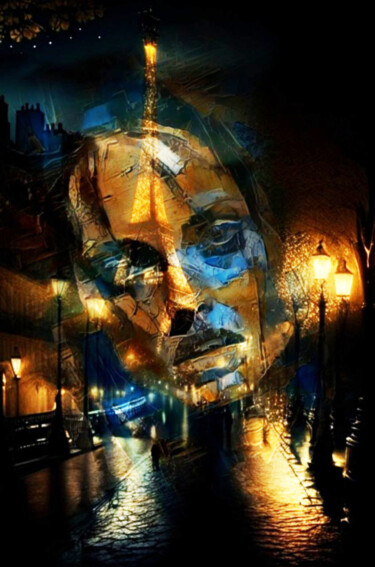 Цифровое искусство под названием "Ночь, Париж, и ее в…" - Alya Veresk, Подлинное произведение искусства, Цифровая живопись